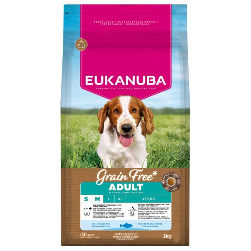 EUKANUBA DOG S/M OCEAN FISH GRAIN FREE sausā barība suņiem Zivis 3kg
